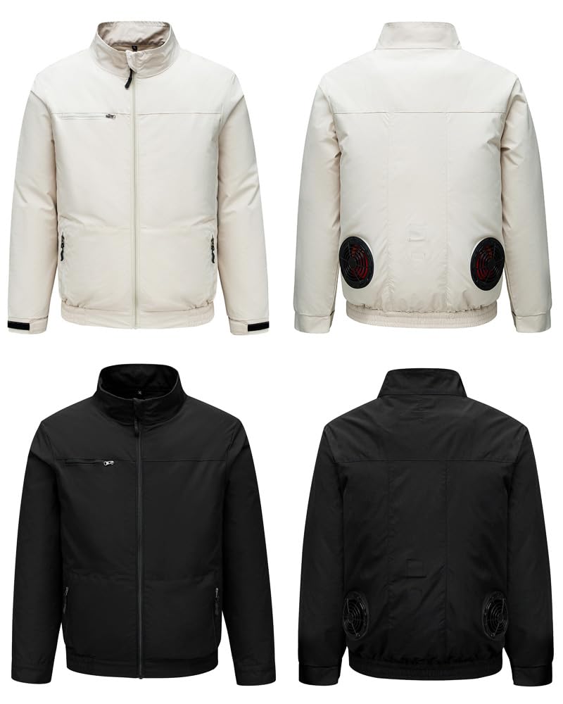 WHDLXH Summer Fan Clothes Men, Fan Jacket Air Conditioning Clothes (US, Alpha, 3X-Large, Regular, Regular, Black)