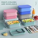 Jelife Bento Box Adult Lunch Box - 72oz Stackable Bento Lunch Box for Adults, 3 Layers All-in-One Large Bento Box Leak-Proof Lunchbox with Utensil Sauce Dressing Containers for Dining Out,Work, Green - Image 4