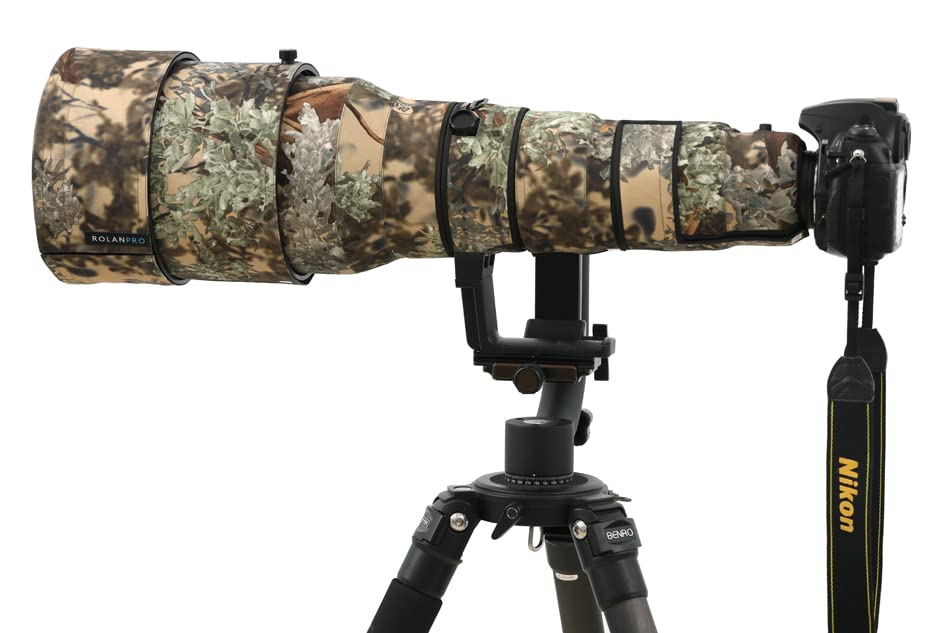 ROLANPRO Lens Clothing - Copertura antipioggia mimetica per Nikon AF-S 600 mm f/4G ED VR, custodia protettiva per obiettivo della fotocamera - #14 verde giungla impermeabile