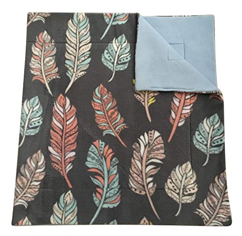 Small Pets and Company Guinea Pig Fleece Cage Liner | Fleece Guinea Pig Bedding | Midwest, C&C, Corner Pad (Midwest, Feathers on Gray)