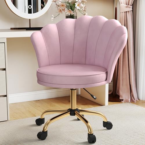 Aivermeil Homeoffice Stuhl,Schminkstuhl,SamtStuhl Blütenblatt-Rückenlehne 360° drehbar Höhenverstellbar Bürostuhl ergonomisch für Arbeitszimmer Schlafzimmer,bis 120kg belastbar Rosa Aivermeil Homeoffice Stuhl,Schminkstuhl,SamtStuhl Blütenblatt-Rückenlehne 360° drehbar Höhenverstellbar Bürostuhl ergonomisch für Arbeitszimmer Schlafzimmer,bis 120kg belastbar Rosa