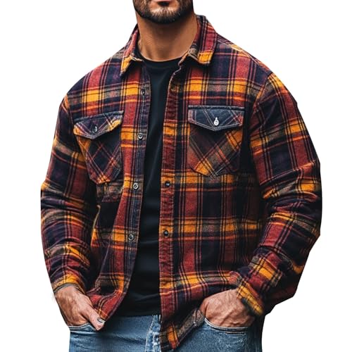 Chemise de bûcheron pour homme à carreaux en flanelle rouge chaude XXL