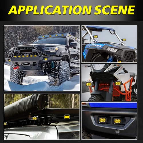 Image of Yellow LED Pods 3 Inch 40W CREE LED Yellow Fog Lights | Spot Beam Small Offroad Driving Pods Lights Auxiliary Light Pods 2PCS for Truck Dirt Bike SUV UTV ATV Snowmobile Surron