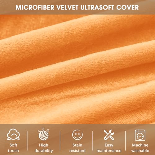 Image of Bean Bag Chairs for Adults - Memory Foam Furniture BeanBag Chair - Kids /Teens Sofa with Soft Micro Fiber Cover - Round Fluffy Couch for Living Room Bedroom College Dorm - 4 ft, Orange