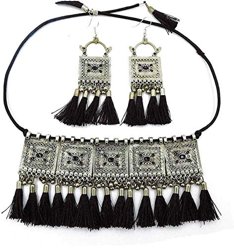 BS INTERNATIONALOxidized Silver Jewel Set (Black, Siler)