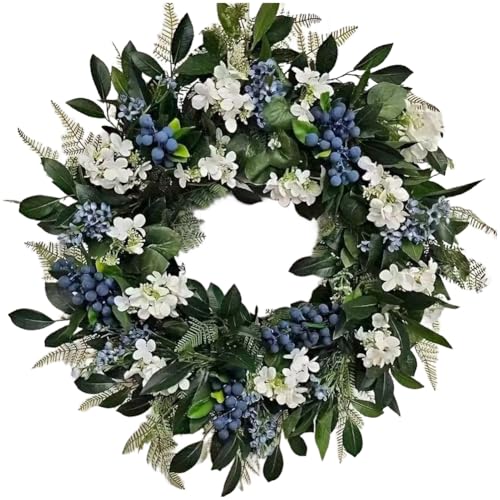 Couronne de Noël eucalyptus rotin suspension festive extérieure maison 45cm - 4