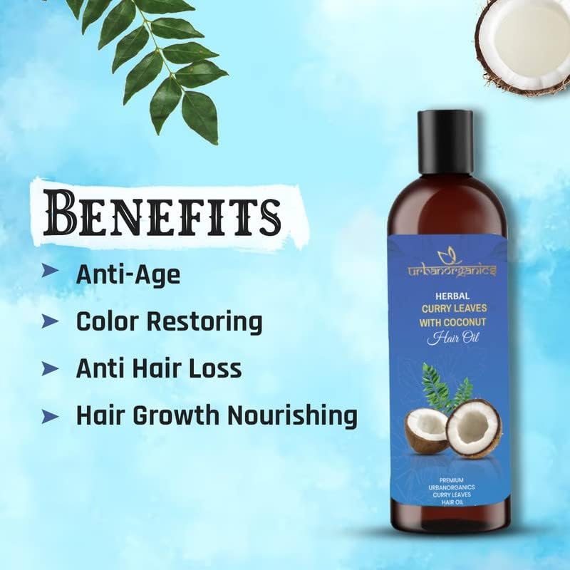 Urbanorganics Herbal Curry Leaves with Coconut Hair Oil, Premium Hair Care