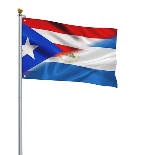 Half Puerto Rico Half Nicaragua Flag Flag Personalized Square Decorative