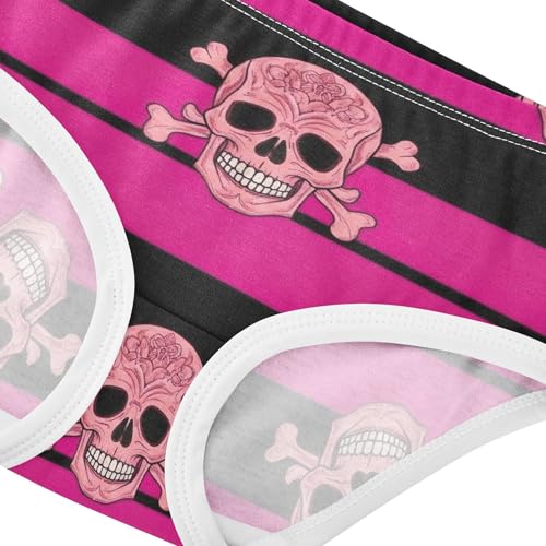Cotton Toddlers Underwear Floral Ornate Pink Skull Vintage Floral Girl Panties Cute Artistic Briefs Undies Kids 2t4