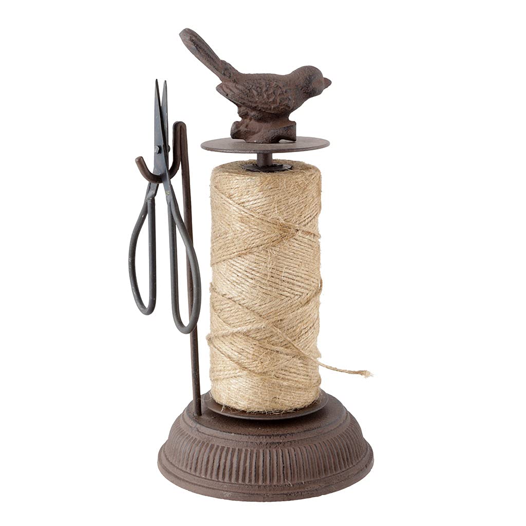 Dibor Antique Brown Garden Twine Bird String Dispenser & Cast Iron Scissors Fathers Day Gardening Gift