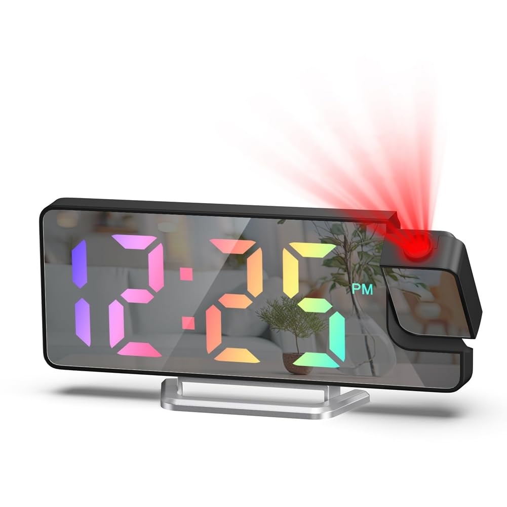 Reloj digital con proyector de 180 grados y pantalla de 20 cm: despertador de gran formato