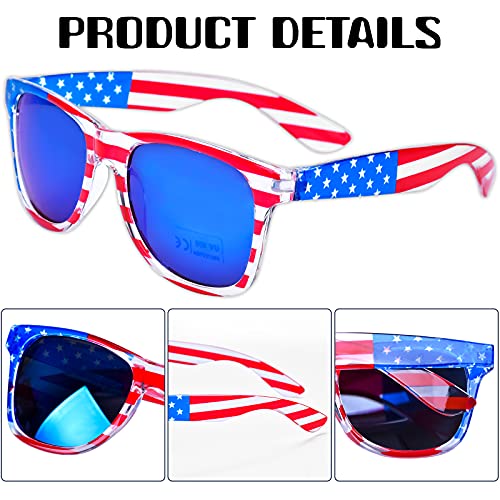 Donse 3 Pairs American Flag Sunglasses, 4th of July Decorations Frame Sunglasses for Women Men Teens, Patriotic Party Favors Supplies Independence Day Memorial Day Decorations 4th of July Accessories4