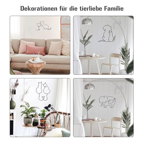 Dexlyn Minimalistische Katzendeko aus Metall Schwarze, Wandkunst für Katzenliebhaber, Geeignet für Katzenspielbereich, Kratzbaum,,Katzenheim,Wohnzimmer & Büro (Katzen und Hunde 36×30cm)