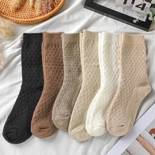 5 Pairs Cute Women Crew Wool Socks Neutral Plush Thick Boot Socks for Women Cute Warm Thick Sock for Winter Causal Athletic Cozy Gift2