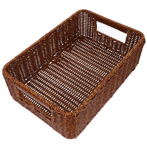 SOLUSTRE Versatile Wicker Organizer Rectangle Basket for Kitchen Bathroom Office