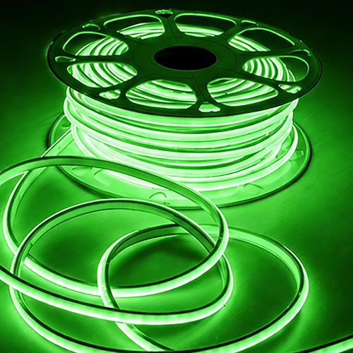 Image of Forus 36M LED Neon Strip Light Green, 240 LEDs /M High Brightness COB Neon Rope Light, Waterproof IP65 Flexible Silicone Strip, Cuttable LED Light for Home, Bedroom, Wall Decor, Shop, Festival Lighting