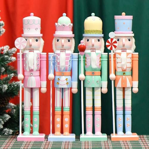 Soldat de Noël en bois macaron : décoration de table d'hiver colorée - 4
