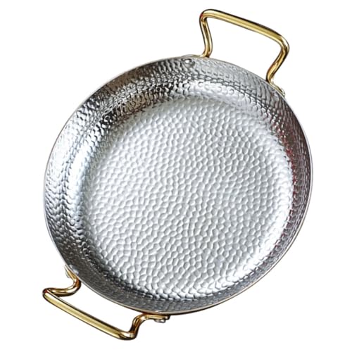 SOLUSTRE Sartén Inoxidable para Paella Doble Asa Olla Resistente para Cocinar Utensilio de Cocina Hogar para Comidas Familiares Cacerola Duradera