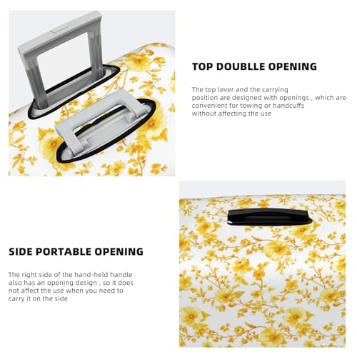 Yellow Floral Pattern Watercolor Elastic Travel Luggage Covers Dustproof Scratch-Resistant Suitcase Protector Fit 22-24 Inch3