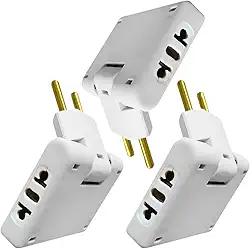 Kit 03 Adaptador Tomada T Articulado 10A 20A Bivolt 110V 220V Para Tomada 02 e 03 Pinos