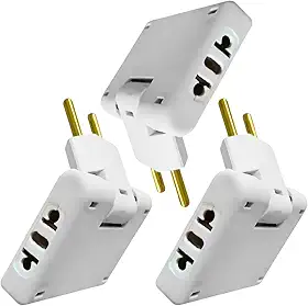 Kit 03 Adaptador Tomada T Articulado 10A 20A Bivolt 110V 220V Para Tomada 02 e 03 Pinos