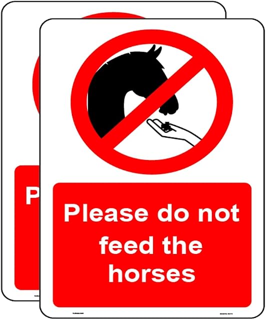 Haobase 2 Pcs Please Do Not Feed The Horses Safety Sign Sticker - Self Adhesive Vinyl (20cm x 15cm)