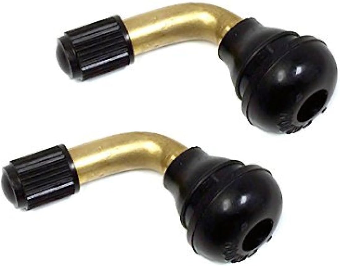 MMG PVR70 Valve Stem Bent 45 Degree Angled, Brass Stem, Snap-in Rubber Base (Pair 2pcs), Tubeless Tire Rim, Motorcycle Scooter ATV