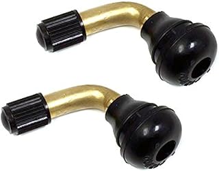 MMG PVR70 Valve Stem Bent 45 Degree Angled, Brass Stem, Snap-in Rubber Base (Pair 2pcs), Tubeless Tire Rim, Motorcycle Scooter ATV