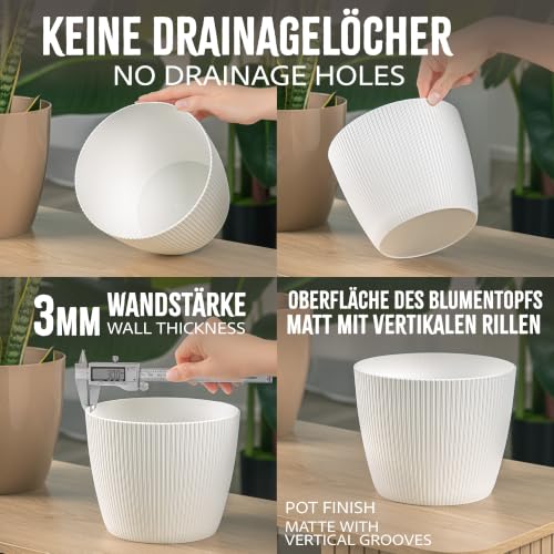 PECZEKO Blumentopf matt, Pflanzkübel aus Übertopf Kunststoff Deko Topf für, groß und klein Set Pflanzen 2X blumenkübel Set… – Ansicht 2