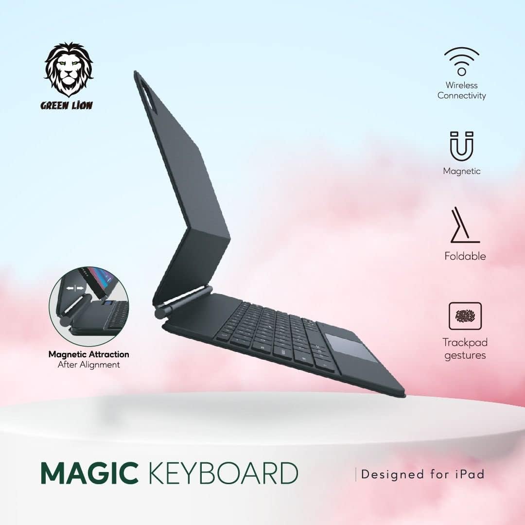 Green Lion Magic Keyboard showing magnetic attraction for iPad.