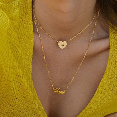 MYKA - Personalized Heart Shape Necklace with Engraved Name for Woman, Her, Mom, Girlfriend Ð Inscribed Pendant Custom Name Jewelry - Holiday Gift for Christmas, ValentineÕs Day, Love Day, MotherÕs Day / 925 Sterling Silver, Rose Gold, Gold, Vermeilpe Necklace with Engraved Name for Woman Ð Inscribed Pendant Custom Name Jewelry - Holiday Gift for Her3