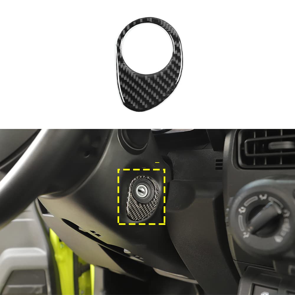 JUNLELI Ignition Switch Decorative Trim Stickers for Suzuki Jimny 2019 2020 2021 2022 2023 JB43 JB64 JB74 Car Interior Accessories Soft Carbon Fiber