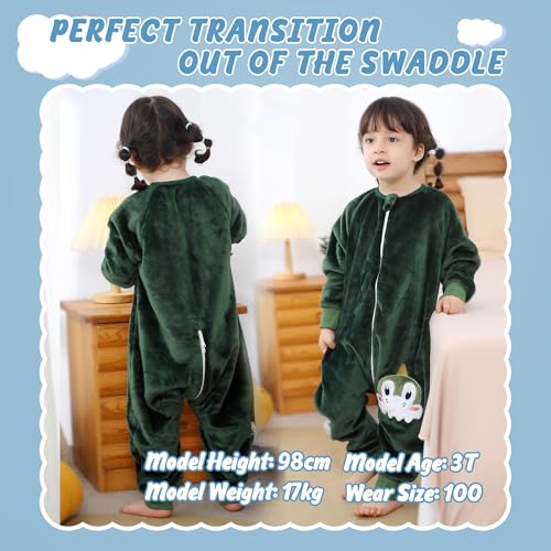 Image of MICHLEY Flannel Baby Sleeping Bag Unisex Pajamas, Long Sleeve Zipper Wearable Sleeping Sack for Autumn Winter Boys Girls