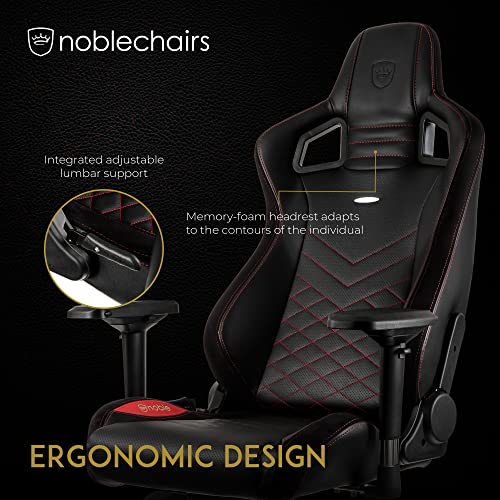 noblechairs Epic Reclining Gaming Chair and Reclining Office Chair, PU Faux Leather, Black/Red
