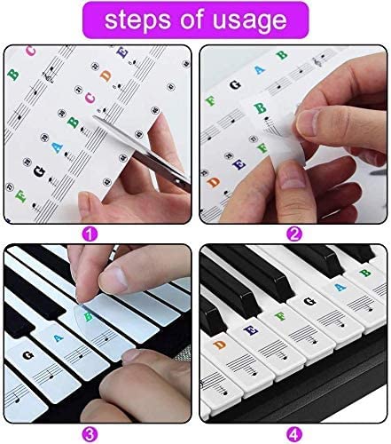 LYPER Set van 2 pianotoetsenbordstickers voor 88/61/54/49/37 toetsen, kleurrijke grote vette letter-pianostickers voor beginners, transparante afneembare pianotoets-etiketten, toetsenbordstickers - Image 5