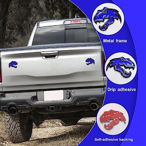 Image of A Pair Dinosaur Metal Emblem Sticker for Dodge RAM TRX 1500 2500 3500 Charger Challenger (Blue)