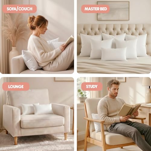 Image of Utopia Bedding 14x22 Pillow Inserts, Set of 2, White - Indoor Decorative Throw Pillows for Bed, Sofa & Couch - Soft, Supportive & Fluffy Cushion Inserts