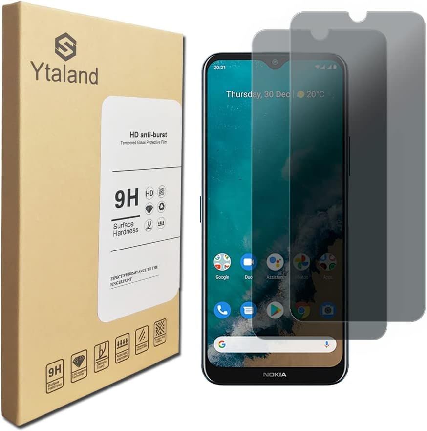 Ytaland Privacy Screen Protector for Nokia G50 5G, [2 Pack] Anti Spy Anti Peep Bubble-Free Tempered Glass for Nokia G50
