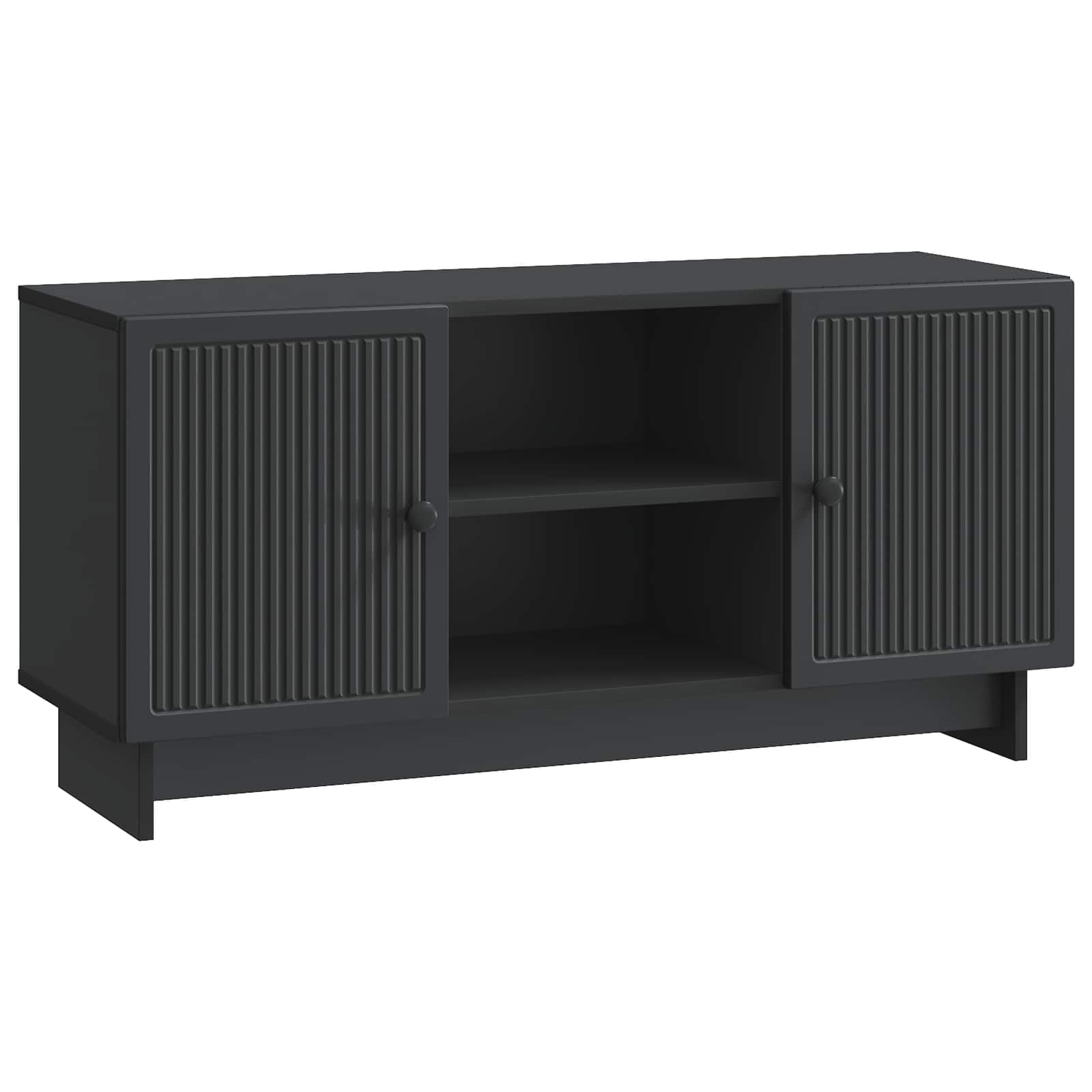 Meuble TV bas en bois noir de qualité supérieure au design vintage authentique