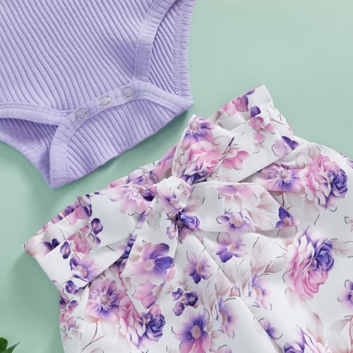 fhutpw Baby Girl Clothes 3 6 9 12 Months Outfits Long Sleeve Knitted Romper & Daisy Pants Fall Winter 3Pcs Clothes Sets 6