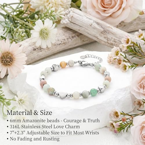 Image of Graduation & Back to School Gifts for Girls, Natural Stone Beaded Bracelet with Inspirational Quote Card, Jewelry for Daughter Granddaughter Niece Student