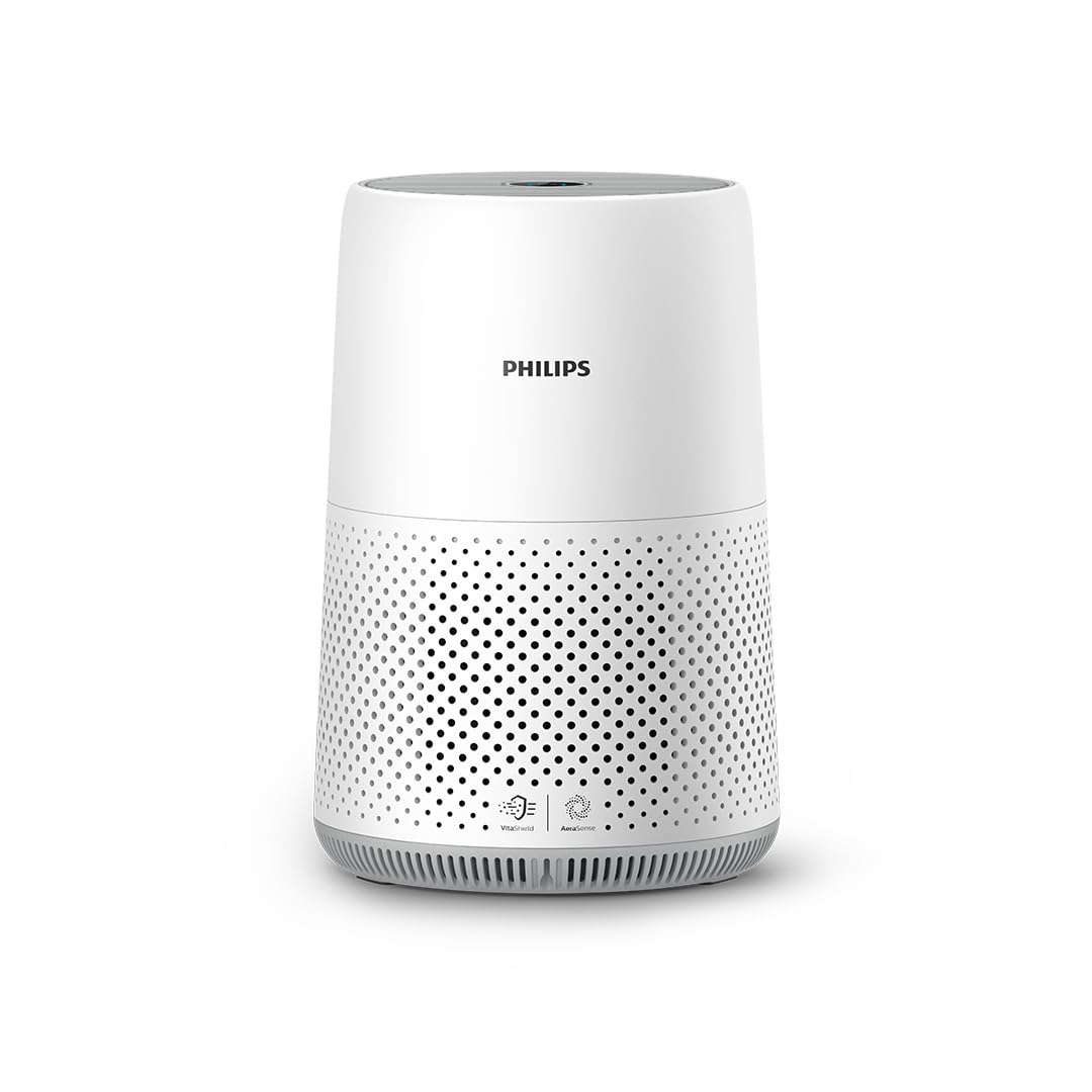 Philips 800i Series Compact Air Purifier, 49m2, HEPA & Activer Carbon Filter, Removes Up To 99,5% Of The Particles & Aerosols From The Air*, Connected with Air+ App, White (AC0850/70)
