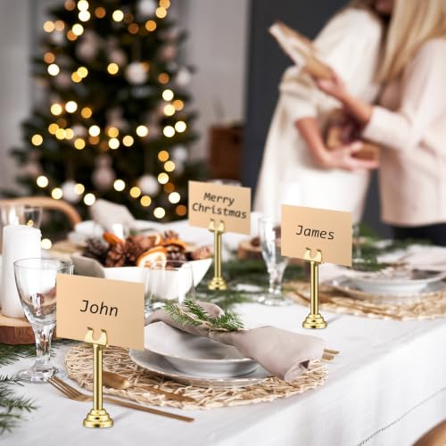 Image of 24 Pcs Gold Metal Table Number Holders 3.15 Inch Wedding Place Card Holders Bulk Harp Clip Table Sign Stands Card Holder for Memo Notes Menu Wedding Restaurant Birthday Decor