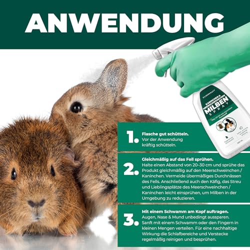 Silberkraft Milbenspray 500 ml – Milbenabwehr für Hamster, Meerschweinchen & Nager - Repellent mit Geraniol - Spray für Fell & Käfig - Sofort- & Langzeiteffekt