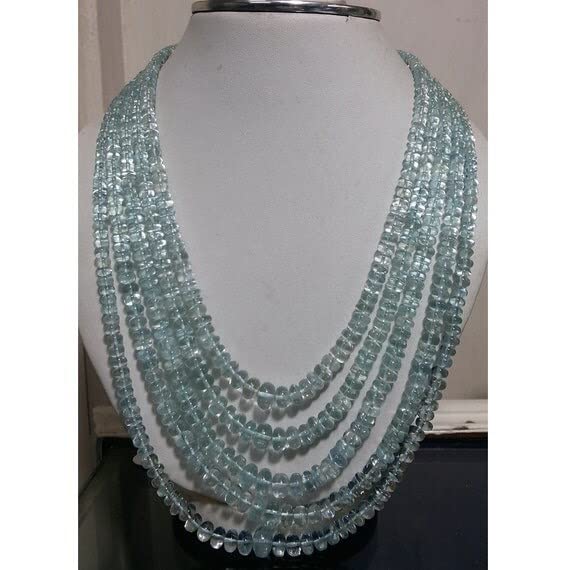 Aquamarine plain beads en fil de 8 pouces perle aigue-marine naturelle 5-10mm