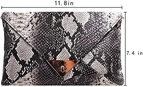 CLARA Women Fashion Snakeskin Pattern Clutch Handbag Envelope Bag Chain Shoulder Bag Evening Party Bag - Image 2