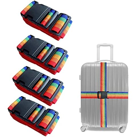 4 Pack Luggage Straps,Heavy Duty Luggage Straps,Adjustable Bag Strap(Rainbow) Cover