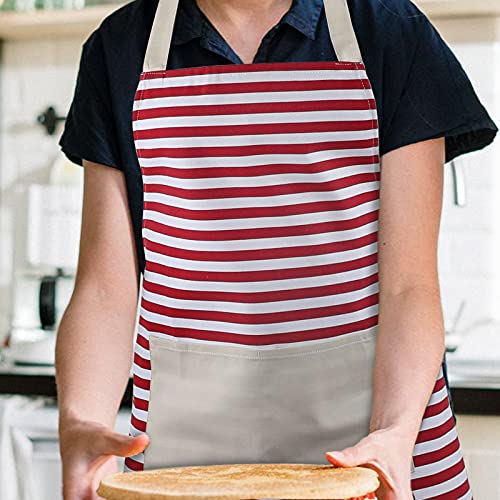 Firstkitchen Kitchen Stripe Apron, Canvas Apron With Pockets, Red And White Striped Apron, Cooking Bid Aprons For Women, Men Chef, Kitchen Bib Apron For Baking, Grilling And Gardening #TOP4