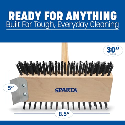 Image of SPARTA 4002600 Stainless Steel Grill Brush, Grill Scraper With Long Handle For Commercial Cleaning, Kitchens, Restaurants, Bathrooms, 30 Inches, Brown, (Pack of 6)