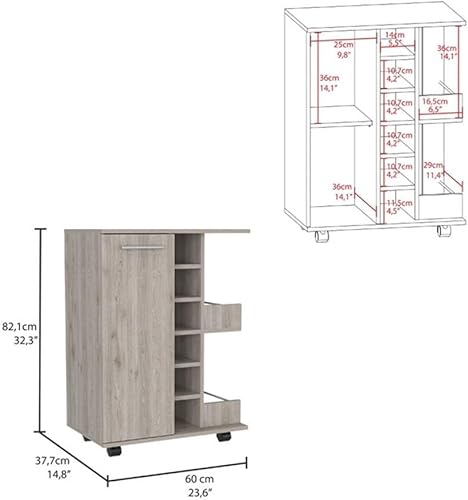 Vista 13 de TUHOME Carrito de barra de madera de ingeniería en negro